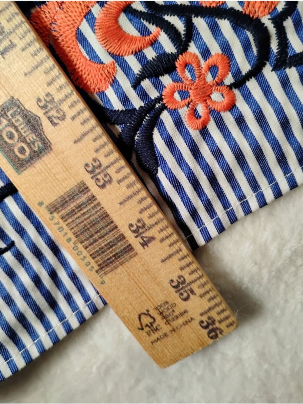 Sam & Jess Midi Dress Boho Embroidered Striped Casual Beach Size Medium Blue - Picture 6 of 7